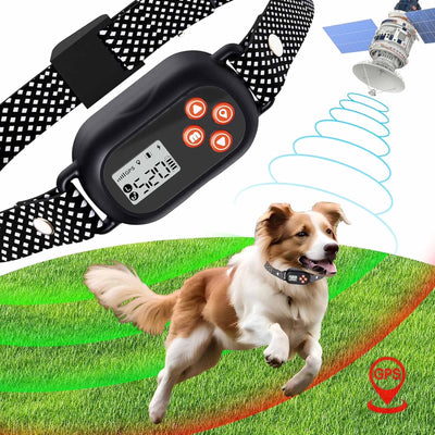 GPS Wireless Dog Fence | No-Wire Invisible Boundary Collar | 25–999 Yard Radius | Waterproof & Rechargeable
