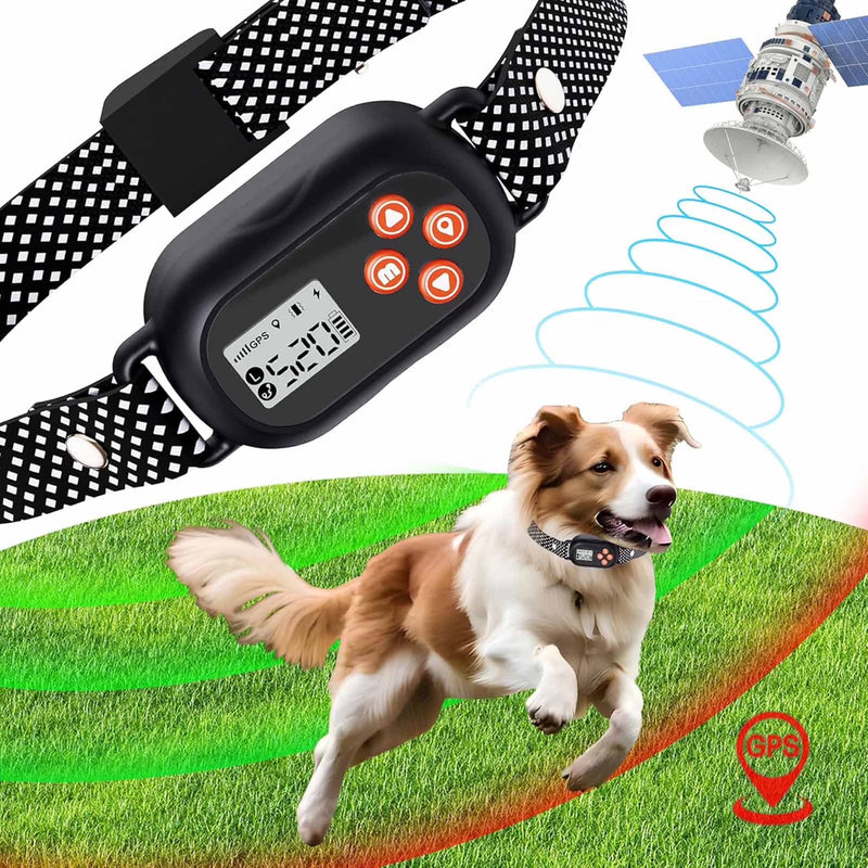 GPS Wireless Dog Fence | No-Wire Invisible Boundary Collar | 25–999 Yard Radius | Waterproof & Rechargeable