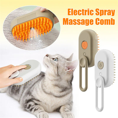 3-in-1 Electric Steam Pet Brush | Self-Spraying Grooming Comb for Cats & Dogs | Massage, Detangle & Moisturize | USB Rechargeable